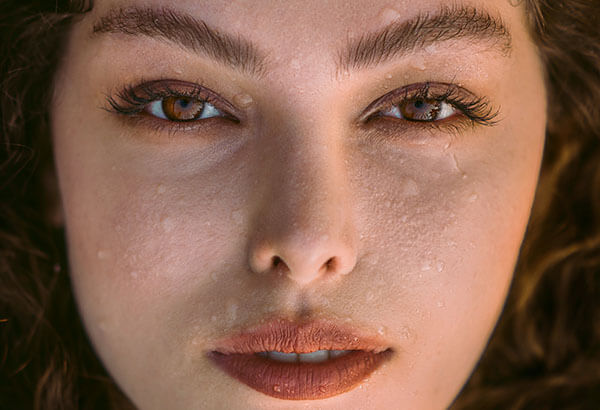 woman with wet face