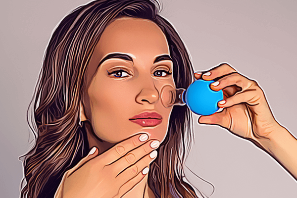 woman using facial cups