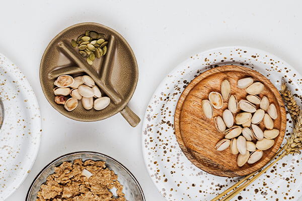 plates of nuts